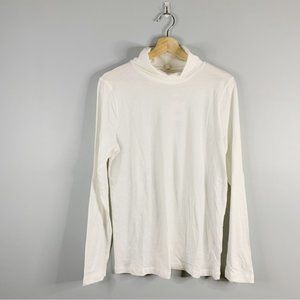 J. Crew Womens Long Sleeve Turtle Neck White NWT New Tissue T-Shirt Top Large L